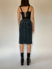 Vintage Denim Midi Skirt - Large