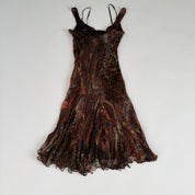Alberto Makali Silk Beaded Leopard Print Dress (S/M)