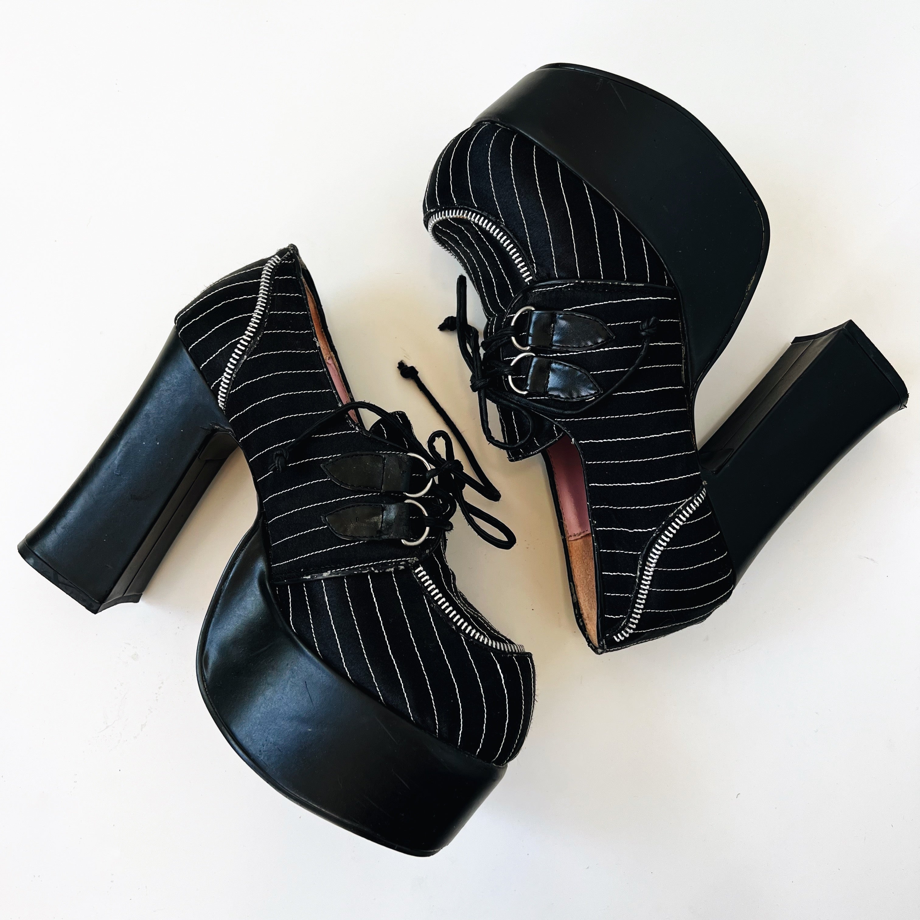 Demonia Pinstriped Platforms - 9