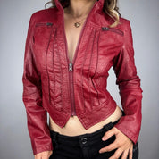 2000s Cherry Leather Moto Jacket (S)