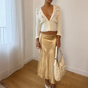 Vintage Sisley Ivory Leather Bag