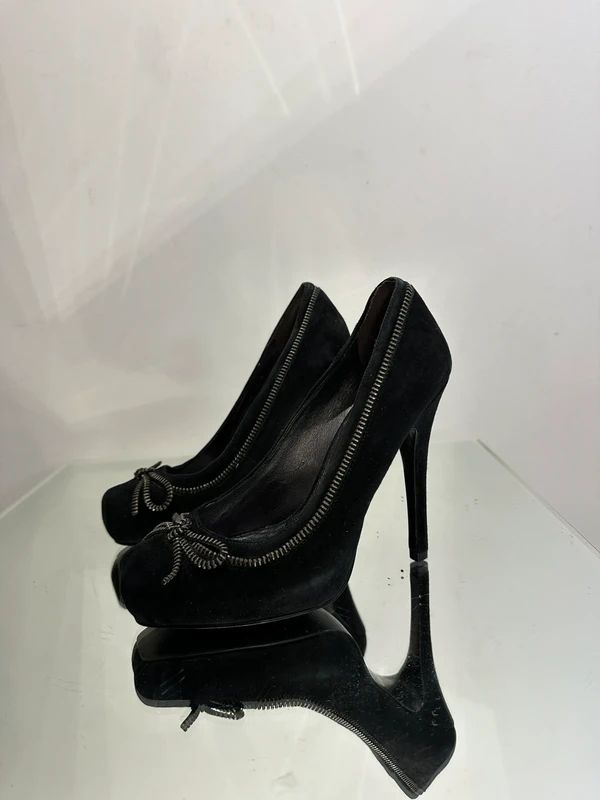 2010s  Guess Zipper Bow Coquette Stiletto Court Shoes (UK 4 US 6 EU 37))