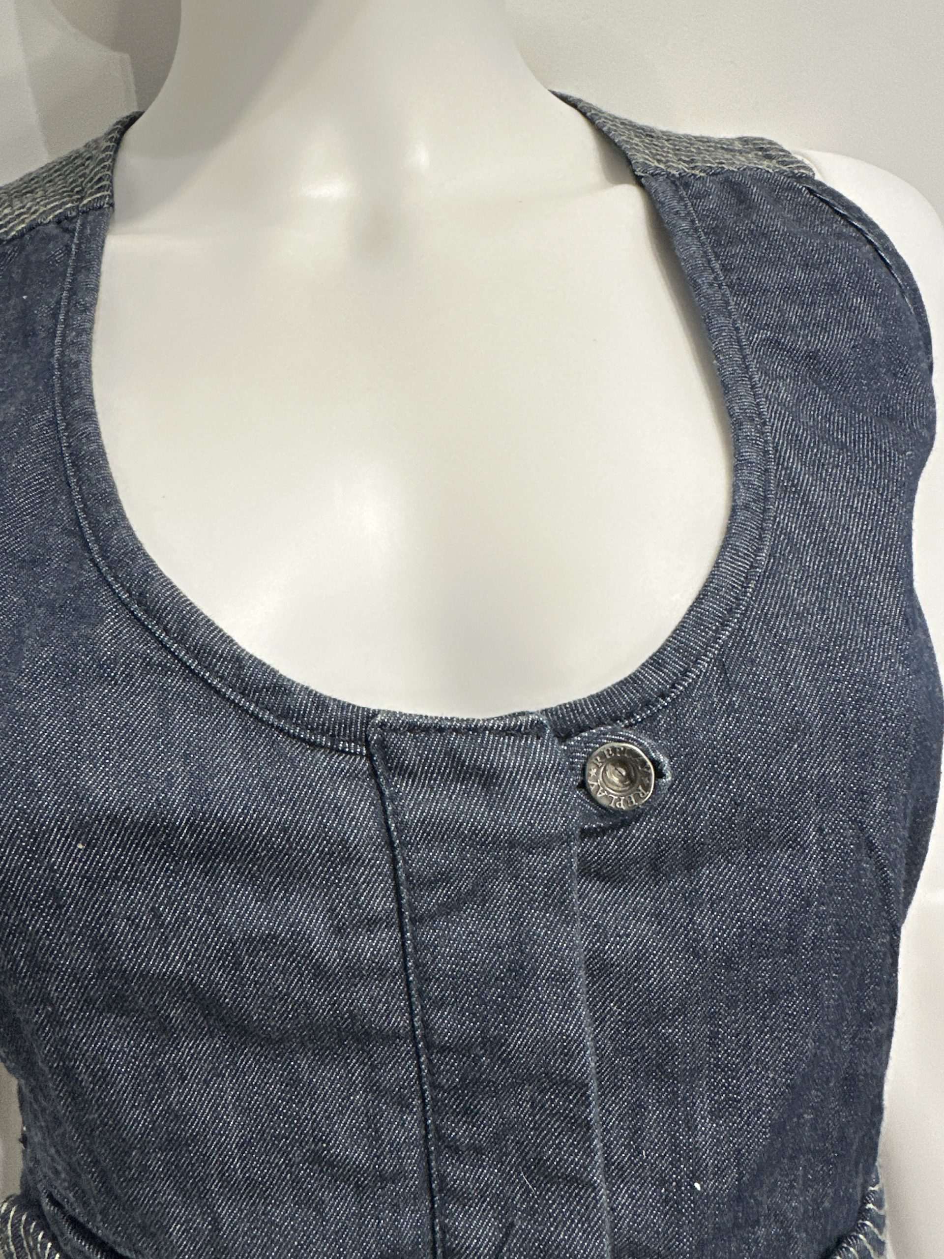 Vintage Italian Denim Gothic Waistcoat (S)