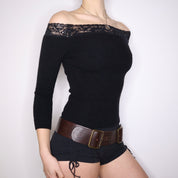 Y2K BEBE Black Off The Shoulder Sweater (XS/S)