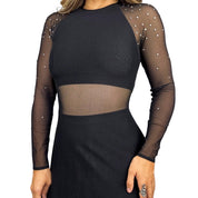 90s Studded Mesh Cutout Maxi Dress (S)