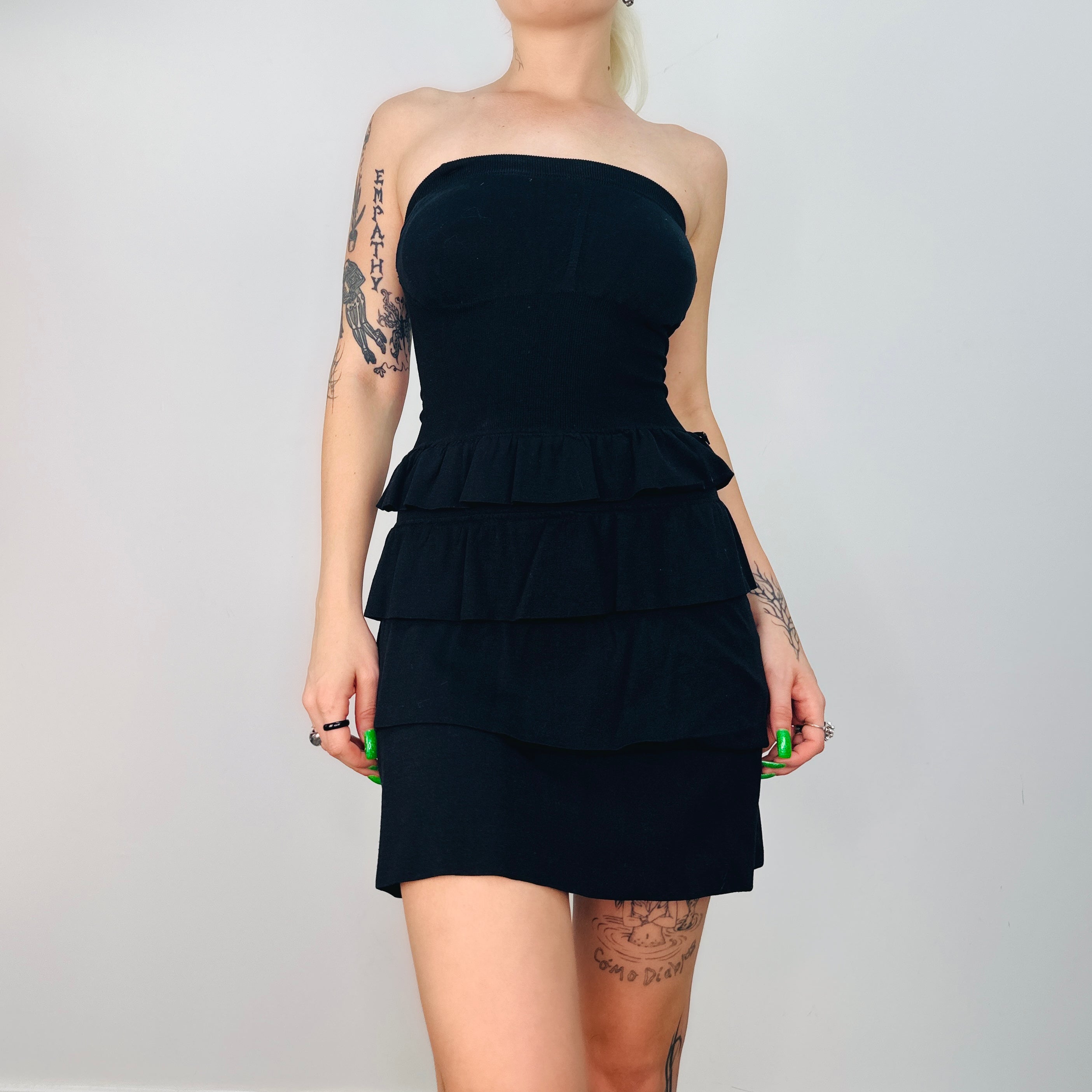 Noir Convertible Ruffle Mini Dress (S)