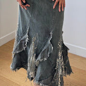 Vintage Euro Denim & Sequin Skirt (XS/S)