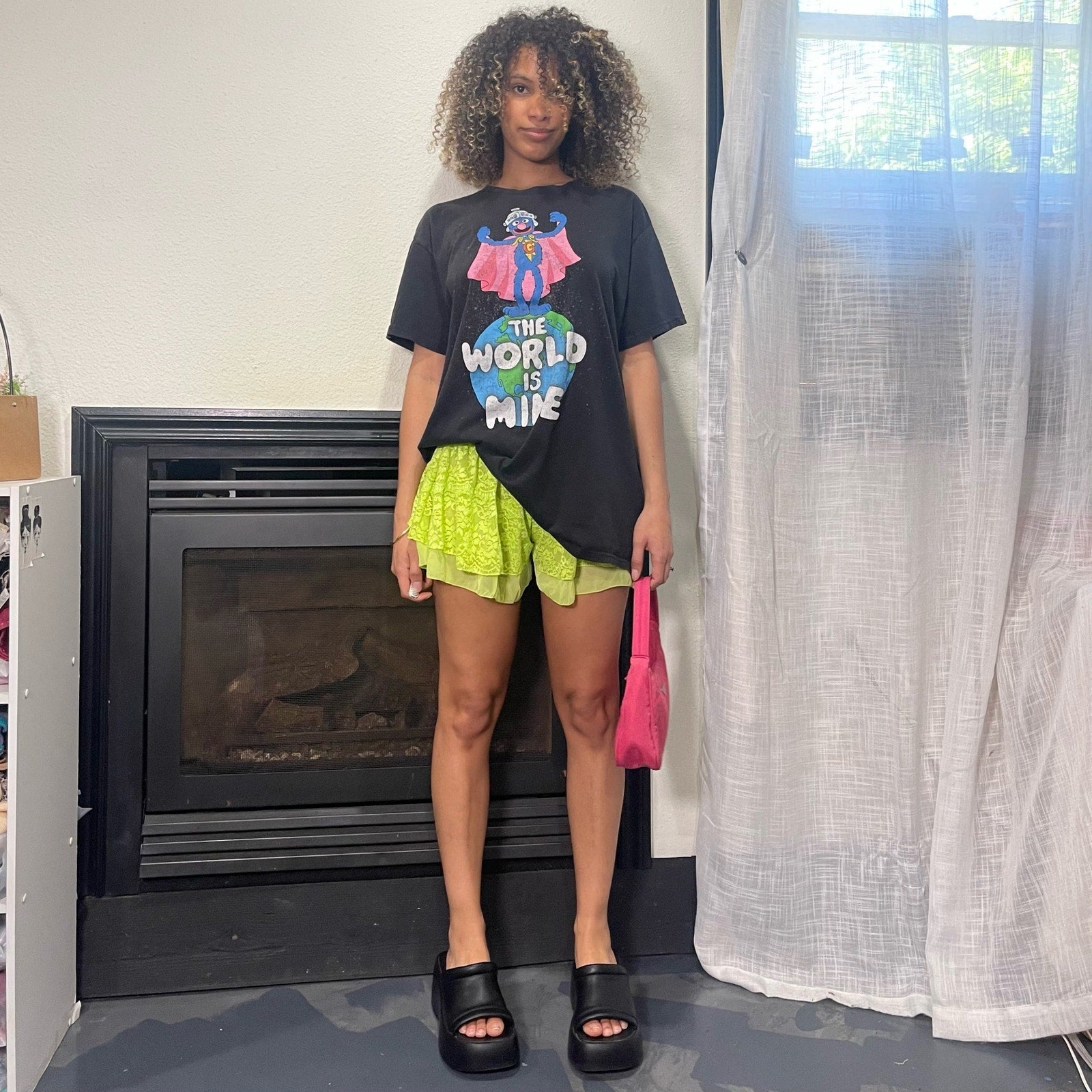 Deadstock 00s lime green lace layered bloomer shorts (XS)