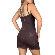 90s Embroidered Mesh Mini Dress (S)