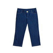 Y2K Pinstripe Denim Capris (XS)