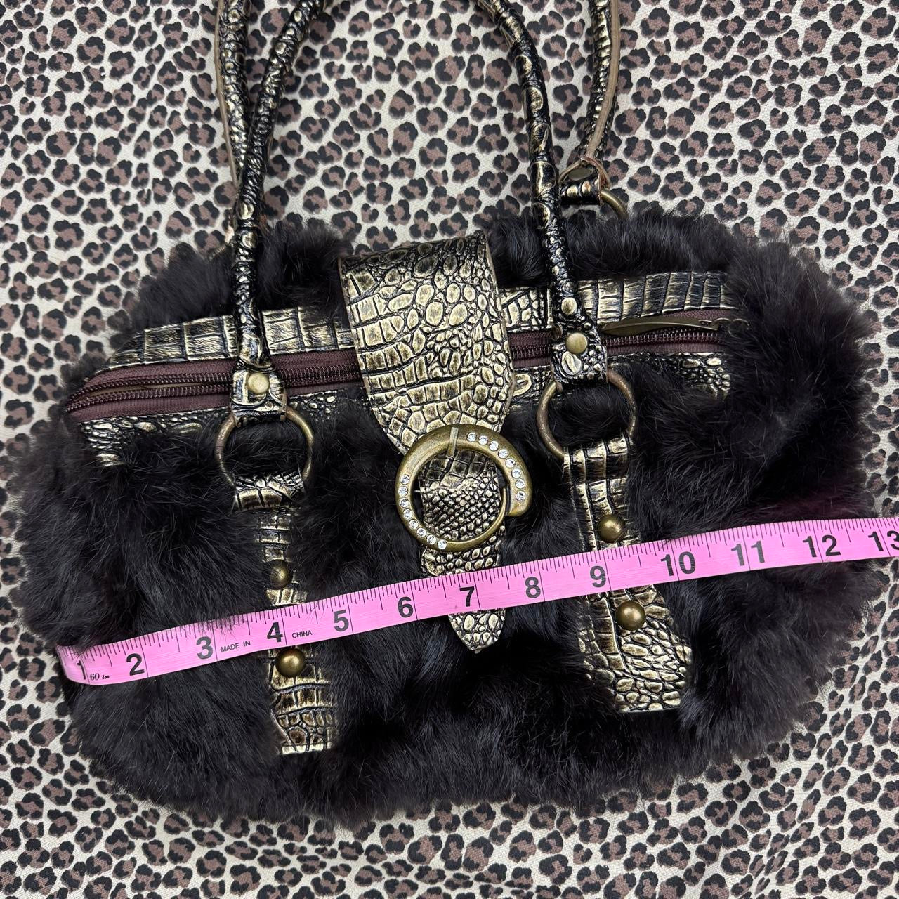 Euro Vintage Fur Statement Buckle Bag