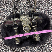 Euro Vintage Fur Statement Buckle Bag