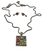 Colorful Crystal Square Necklace set