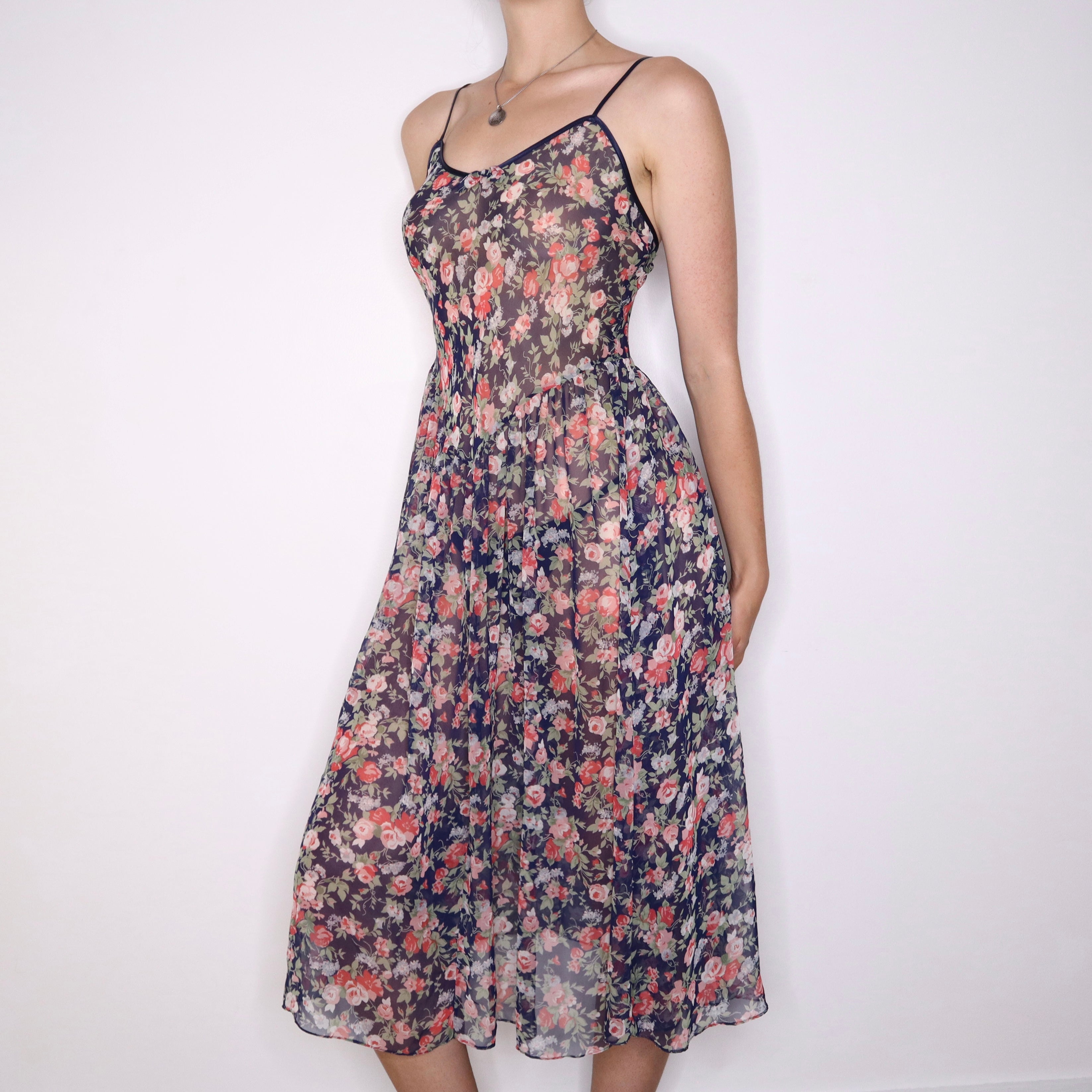 90s Long Sheer Floral Slip Dress (S/M) 90s Long Sheer Floral Slip Dress (S/M)