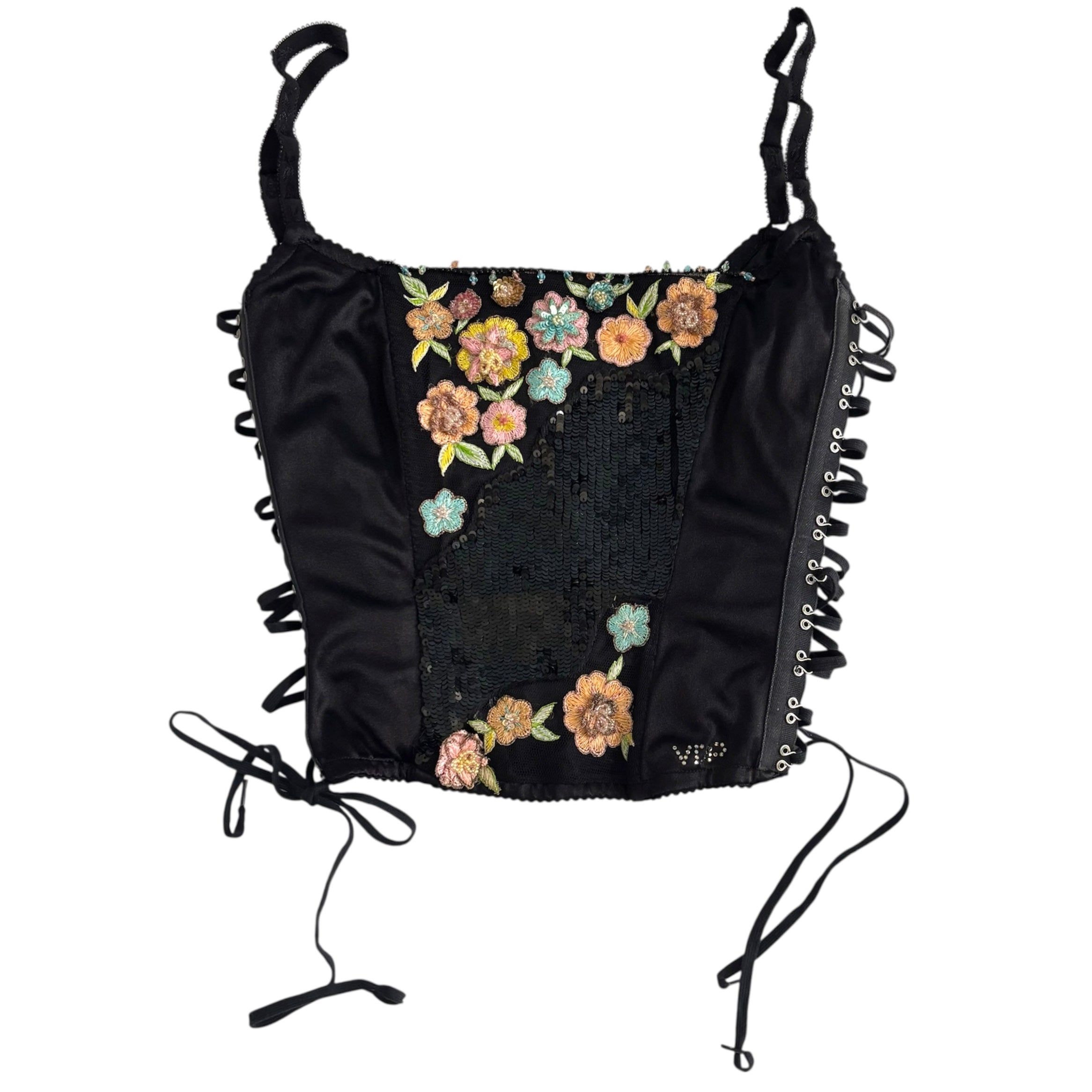 Italian Floral Lace Up Corset (S)