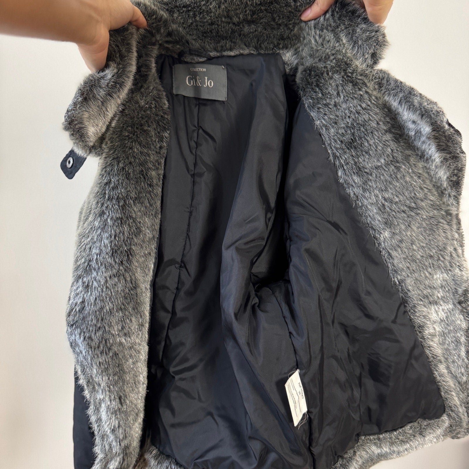 Vintage Italian Black Jacket with Faux Fur Trim (S)