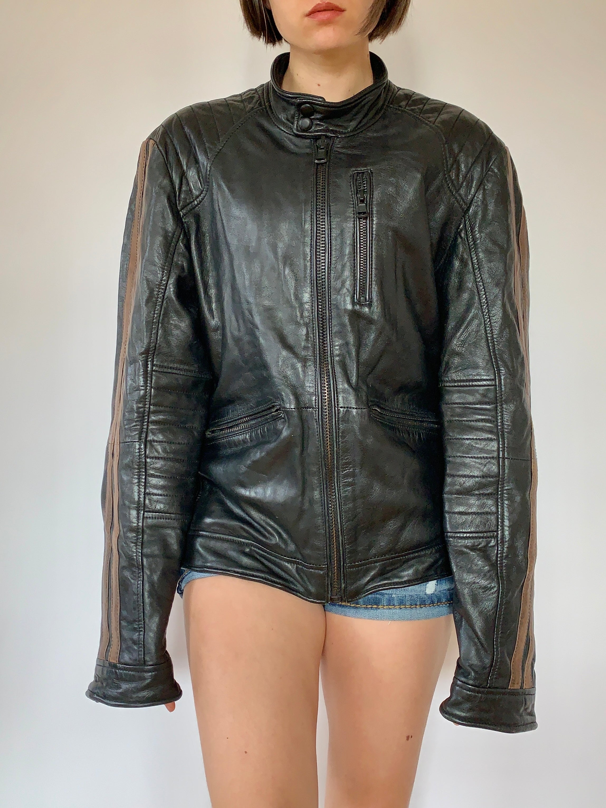 Leather Moto Jacket - Large