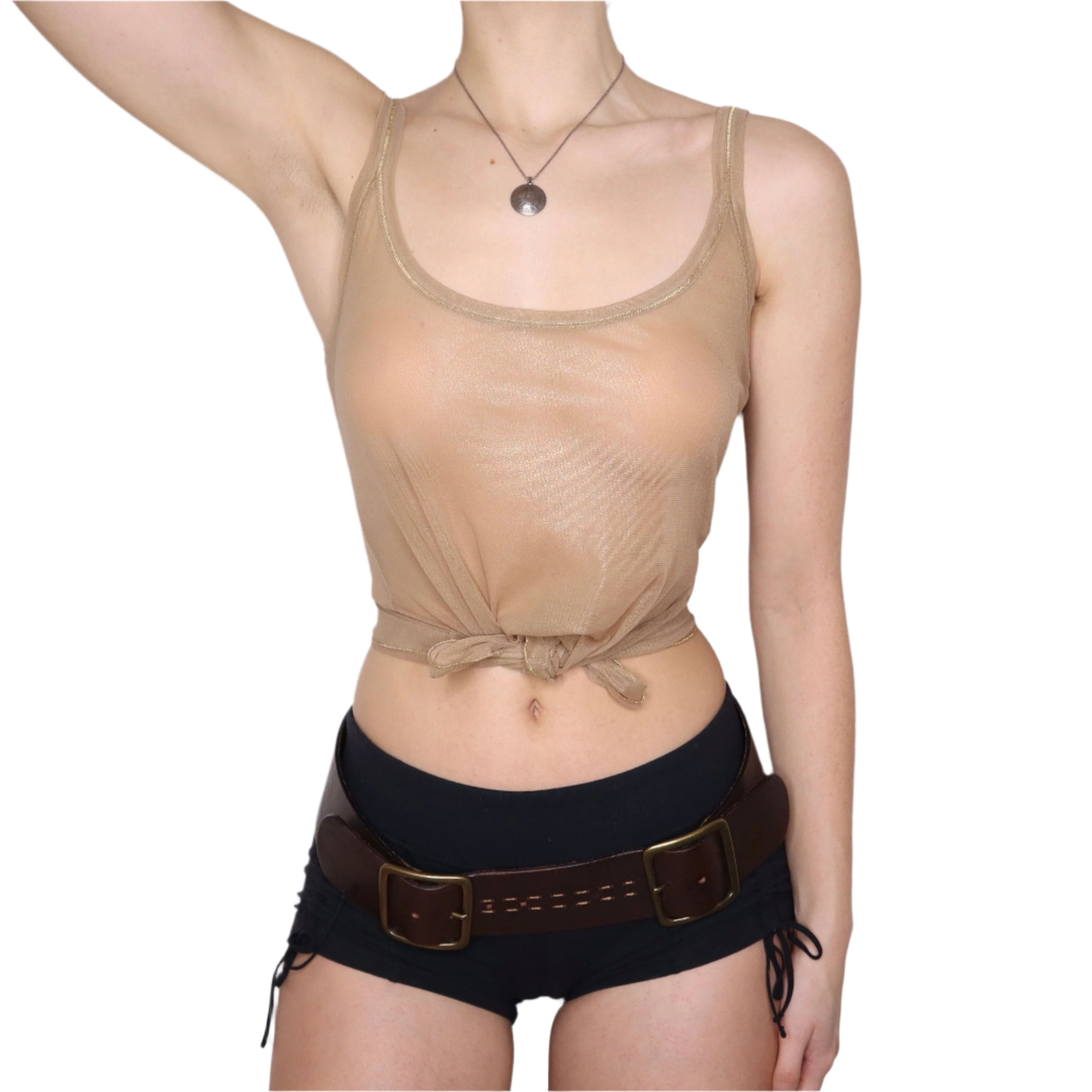 Y2K Nude Mesh Tank Top (M/L)