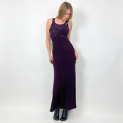 90s Plum Slinky Maxi Dress (S)