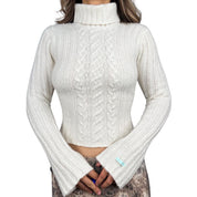 Y2K Creamy Bell Sleeve Turtleneck (S/M)