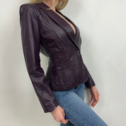 Vintage Plum Leather Blazer (S)