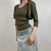 Vintage Olive Tank Top & Shrug Set (S)