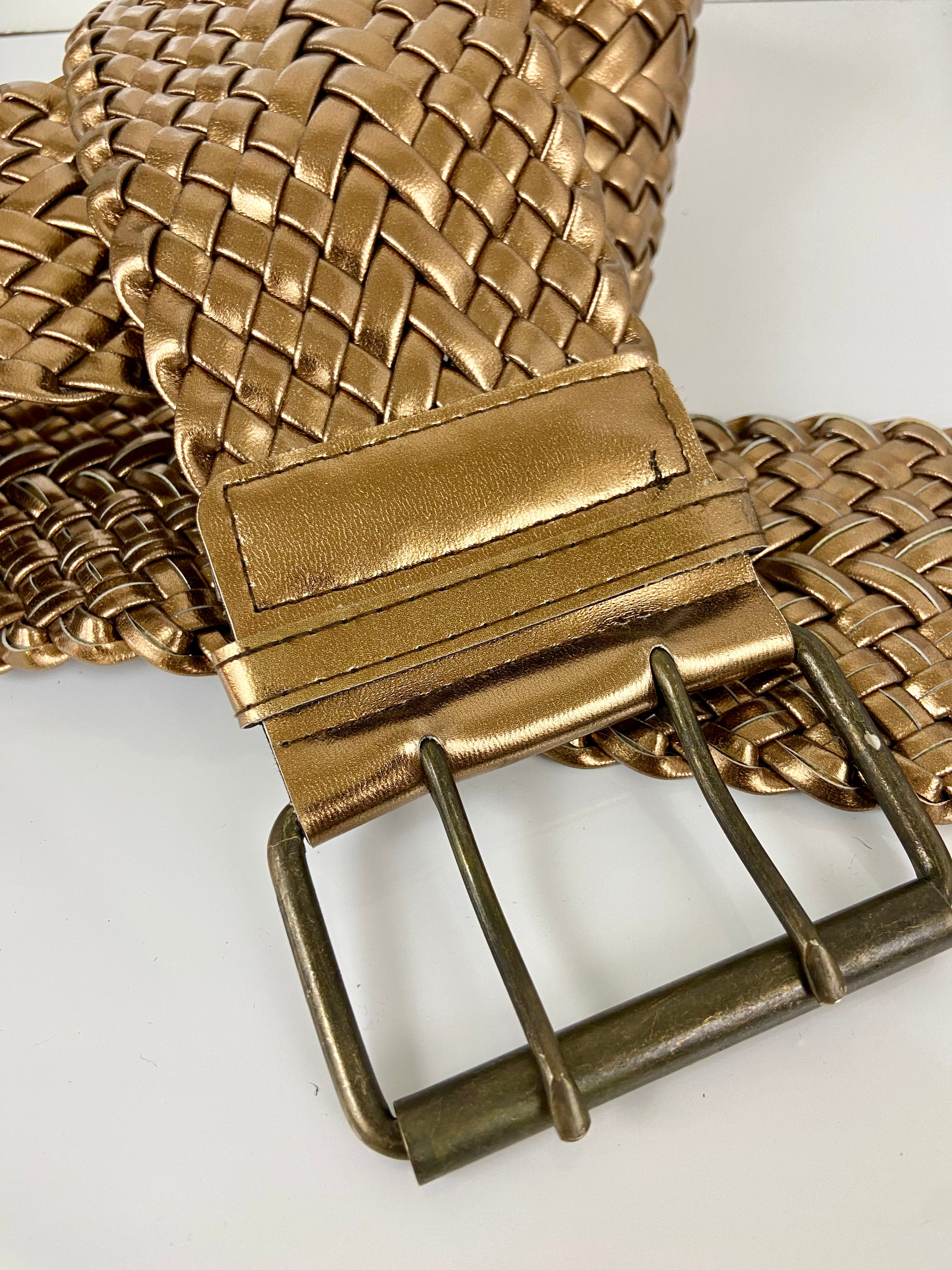 80's Vintage Woven Metallic Gold Braided
Belt