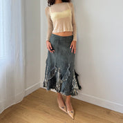Vintage Euro Denim & Sequin Skirt (XS/S)