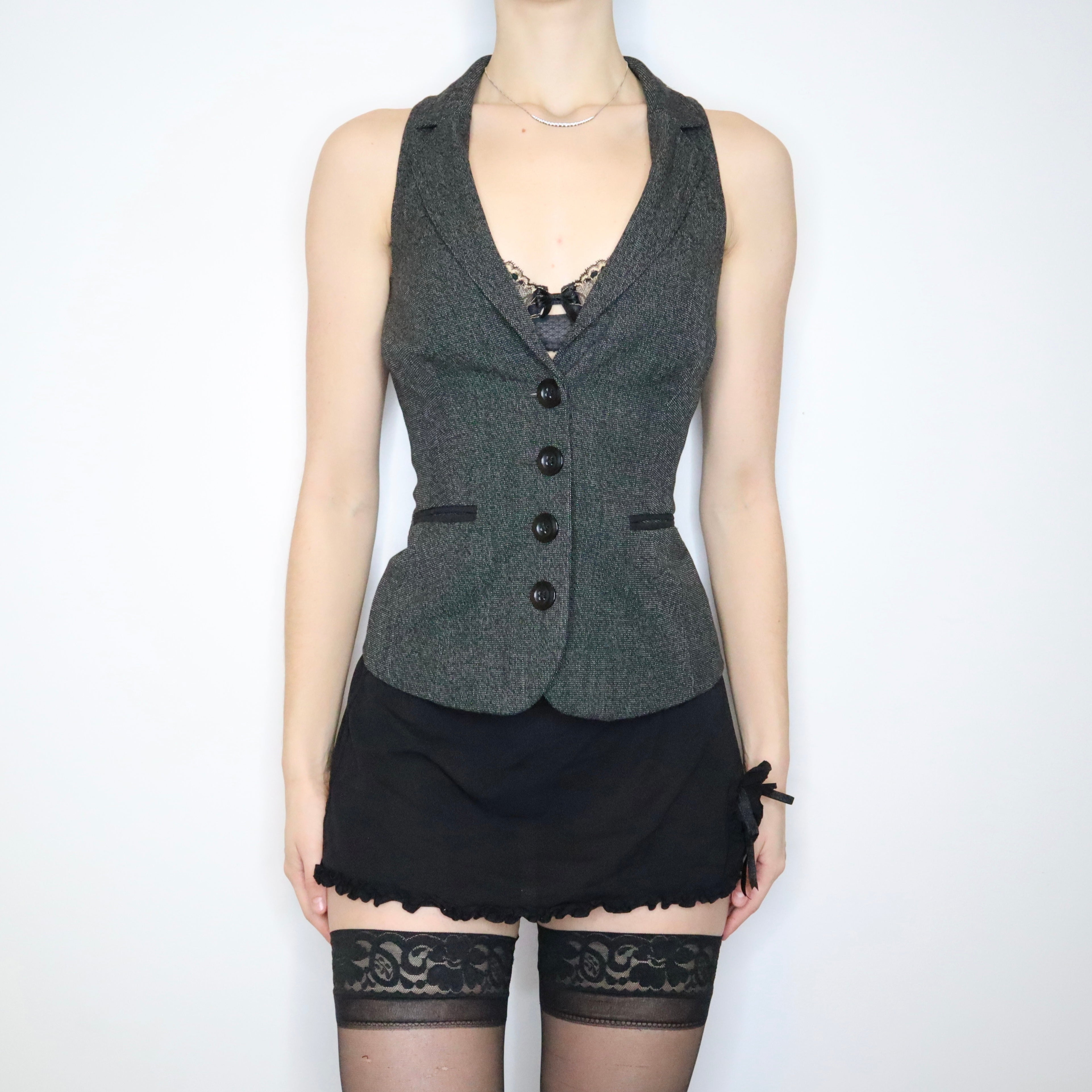 Y2K Dark Gray Waistcoat Vest (S)