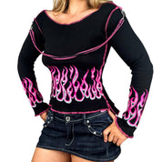 Euro Goth Flame Graphic Long Sleeve (M)