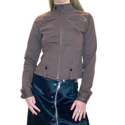 Vintage Moto Cropped Brown Jacket (S)