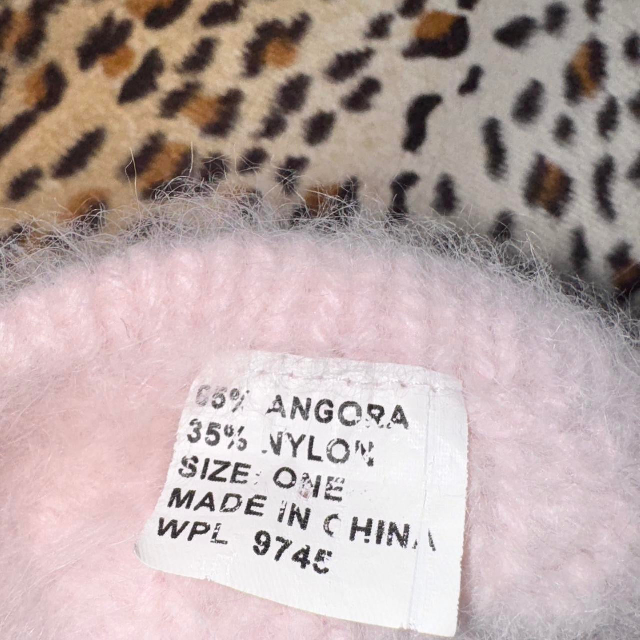 Baby Pink Angora Cable Knit Hat
