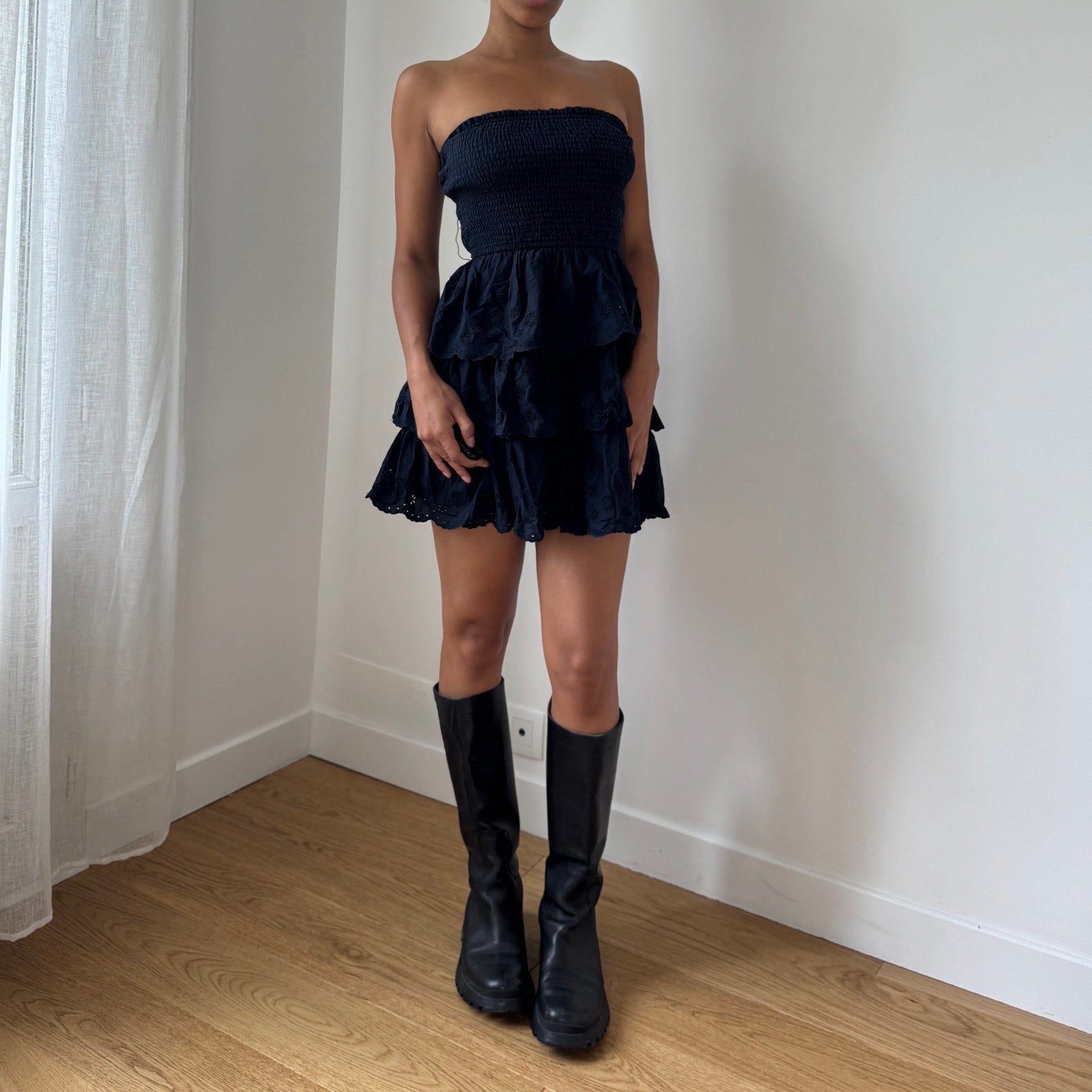 Hollister Navy Strapless Ruffle Mini Dress (S) Hollister Navy Strapless Ruffle Mini Dress (S)