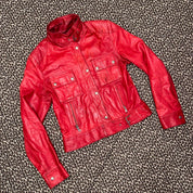 Valentino Italian Designer Red Leather Jacket (S/M)