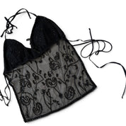 Vintage embellished mesh halter top (XS-M)