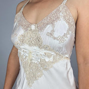 Upcycled Antique Silk & Crochet Dress (S)