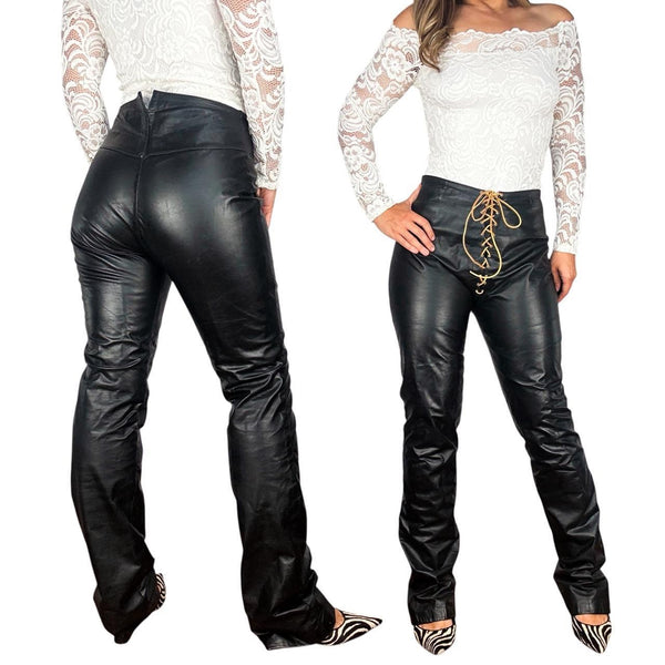 Vintage Lace Up Leather Pants (L) – Holy Thrift