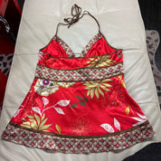 Y2K Satin Halter Top (L)