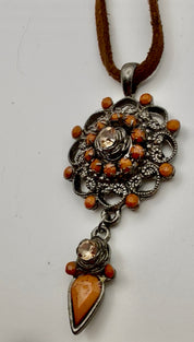 Boho Vintage Orange Pendant
Necklace Set