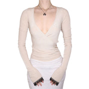 Y2K Italian Beige Wrap Top (M/L)