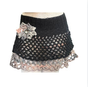 Crochet Studded Flower Mini Skirt (L)