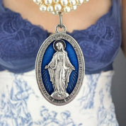 Reworked Vintage Virgin Mary Pearl Necklace