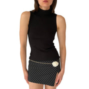 2000s Noir Ribbed Sleeveless Turtleneck (XS/S)