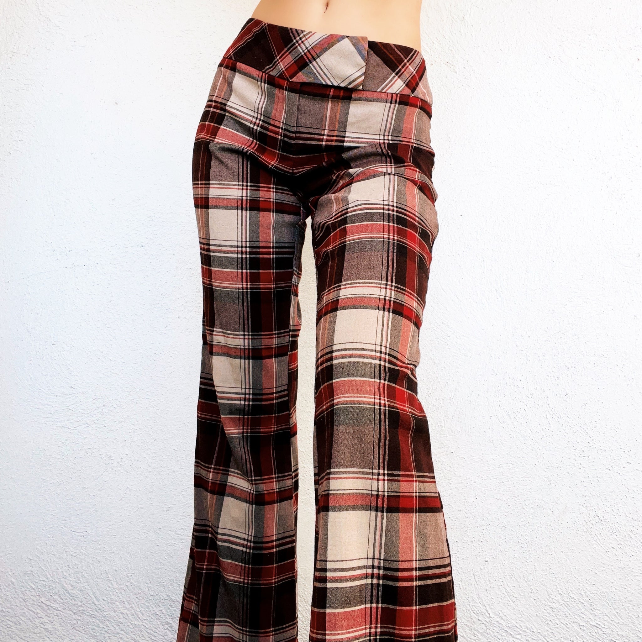 Bell Bottom Plaid 90s Pants Classic Pattern Flares Bell Bottom