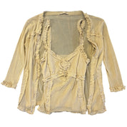 Sheer Beige Ruched Tank Cardigan (XS)