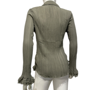 Vintage Green Whimsygoth Ruffle Sheer Button Blouse (S-M)