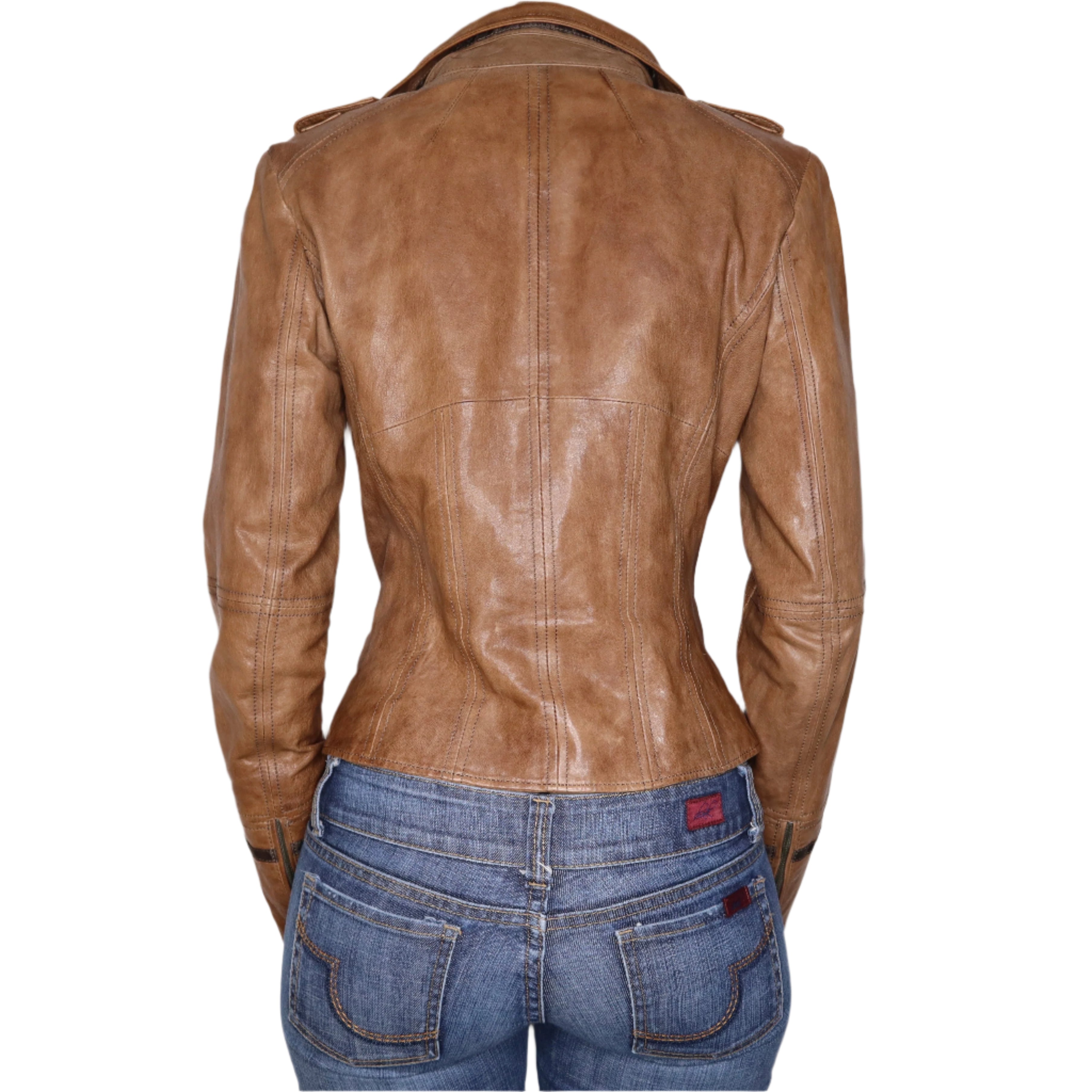 Y2K Sexy Brown Leather Moto Jacket (M) – Holy Thrift