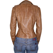 Y2K Sexy Brown Leather Moto Jacket (M)