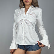 DKNY Eyelet Lace Detail Button Up (M)