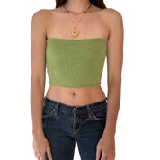 Y2K Cashmere Matcha Tube Top (S)